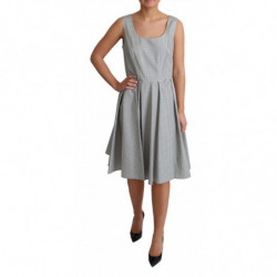 Abito a trapezio in cotone grigio a pois - IT42-M