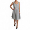Abito a trapezio in cotone grigio a pois - IT42-M
