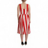 Abito a trapezio a trapezio elasticizzato rosso bianco - IT40-S