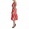 Abito a trapezio a trapezio elasticizzato rosso bianco - IT40-S
