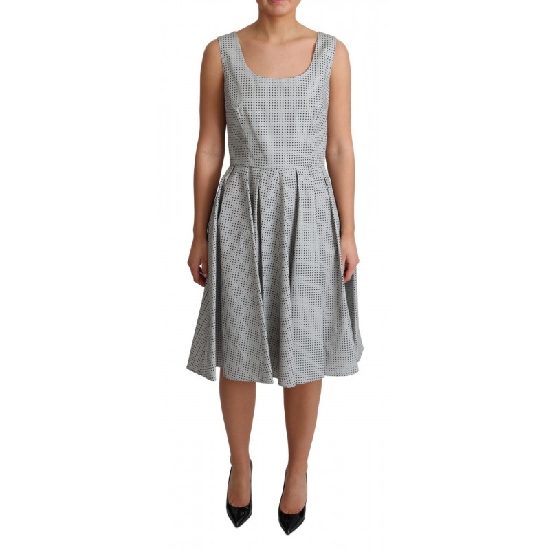 Abito a trapezio in cotone grigio a pois - IT44-L
