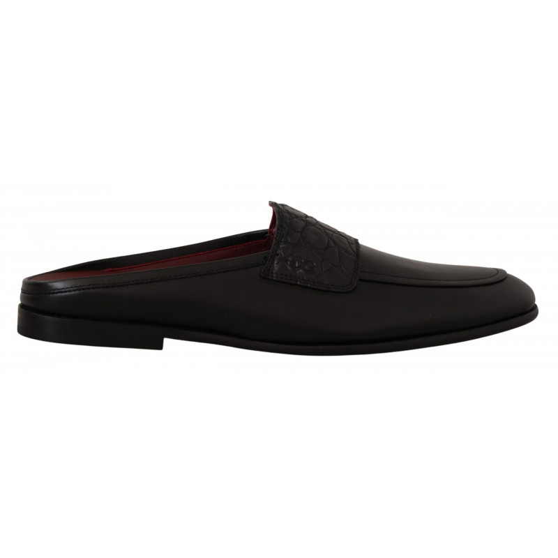 Sandali Caiman in pelle nera con diapositive - EU39/US6