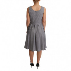 Abito a trapezio in cotone geometrico blu beige - IT38-XS