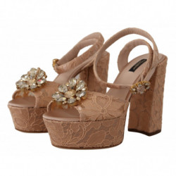 Scarpe sandali con plateau Taormina in pizzo rosa - EU40.5/US10