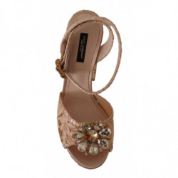 Scarpe sandali con plateau Taormina in pizzo rosa - EU41/US10.5