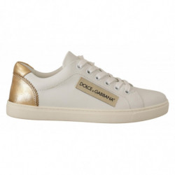 Sneakers basse in pelle oro...