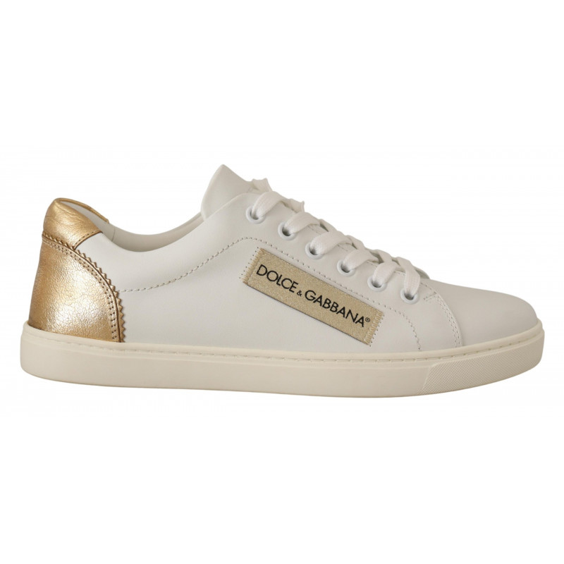 Sneakers basse in pelle oro bianco - EU35/US4.5
