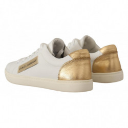 Sneakers basse in pelle oro bianco - EU35/US4.5