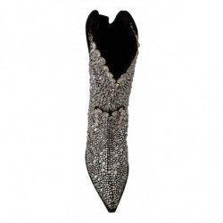 Stivali da cowgirl camoscio nero strass cristalli - EU35/US4.5