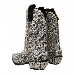 Stivali da cowgirl camoscio nero strass cristalli - EU40/US9.5