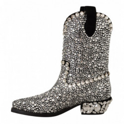Stivali da cowgirl camoscio nero strass cristalli - EU40/US9.5