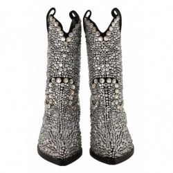 Stivali da cowgirl camoscio nero strass cristalli - EU40/US9.5