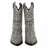 Stivali da cowgirl camoscio nero strass cristalli - EU40/US9.5