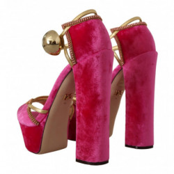 Scarpe sandali cinturino alla caviglia cristallo velluto rosa - EU3