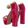 Scarpe sandali cinturino alla caviglia cristallo velluto rosa - EU3