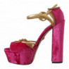 Scarpe sandali cinturino alla caviglia cristallo velluto rosa - EU3