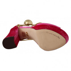 Scarpe sandali cinturino alla caviglia cristallo velluto rosa - EU3