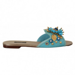 Sandali cristallo blu pelle...