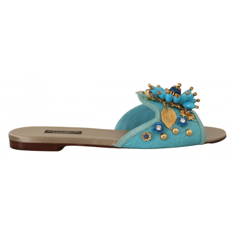 Sandali cristallo blu pelle esotica cristalli blu - EU35.5/US5