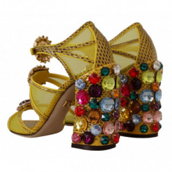 Scarpe con sandali Ayers in cristallo in pelle gialla - EU36/US5.5