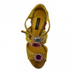 Scarpe con sandali Ayers in cristallo in pelle gialla - EU37/US6.5