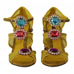 Scarpe con sandali Ayers in cristallo in pelle gialla - EU37/US6.5
