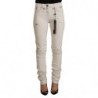 Jeans slim fit in denim di cotone bianco a vita media - W26 - IT40