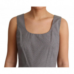Abito a trapezio in cotone geometrico blu beige - IT46-XL