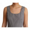 Abito a trapezio in cotone geometrico blu beige - IT46-XL