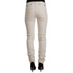 Jeans slim fit in denim di cotone bianco a vita media - W26 - IT40