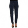 Pantaloni affusolati blu in cotone elasticizzato a vita media - IT40-S