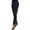 Pantaloni affusolati blu in cotone elasticizzato a vita media - IT40-S