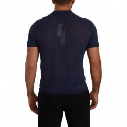 T-shirt con colletto in lino blu navy - IT48 - M