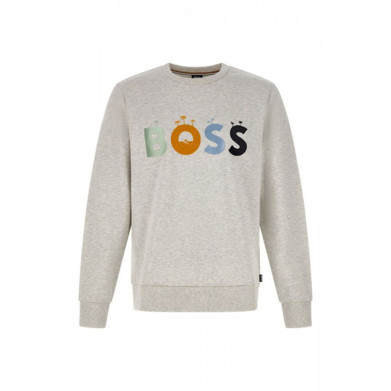 Felpa in cotone grigio con dettagli logo - L