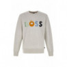 Felpa in cotone grigio con dettagli logo - L