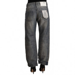 Jeans orlo piegato denim dritto ramie lavato grigio - W26 - IT40