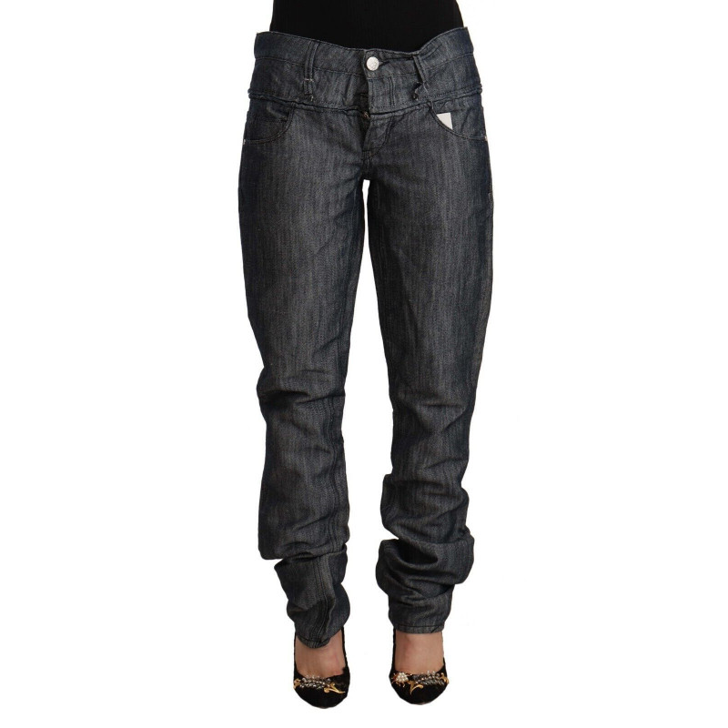 Jeans denim dritto vita media larga ramie grigio scuro - W26 - IT40