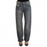 Jeans orlo piegato denim dritto vita media lavato grigio - W26