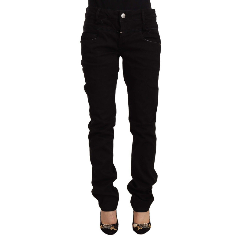 Jeans skinny in denim stretch di cotone nero a vita bassa - W26