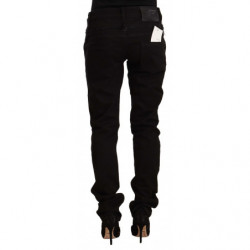 Jeans skinny in denim stretch di cotone nero a vita bassa - W26