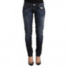 Jeans skinny in denim a vita bassa in cotone lavato blu - W26