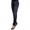 Jeans skinny in denim a vita bassa in cotone lavato blu - W26