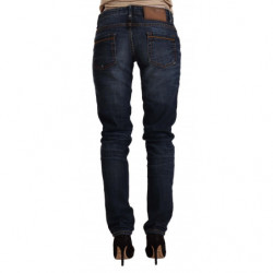 Jeans skinny in denim a vita bassa in cotone lavato blu - W26