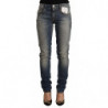 Jeans skinny in denim a vita media in cotone lavato blu - W26