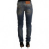 Jeans skinny in denim a vita media in cotone lavato blu - W26