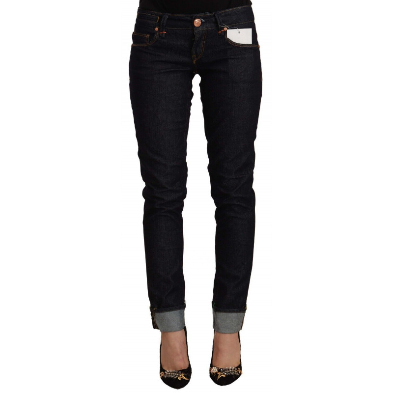 Jeans in denim slim fit a vita bassa in cotone nero - W26