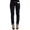 Jeans in denim slim fit a vita bassa in cotone nero - W26