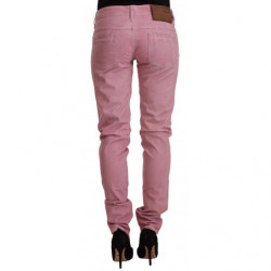 Jeans skinny in denim da donna slim fit in cotone rosa - W26