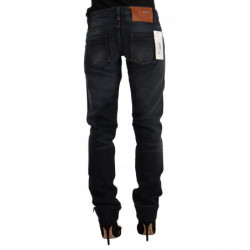 Jeans skinny a vita bassa in denim di cotone lavato nero - W26