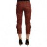 Pantaloni capri corti in cotone a vita media in lurex marrone - IT42-M